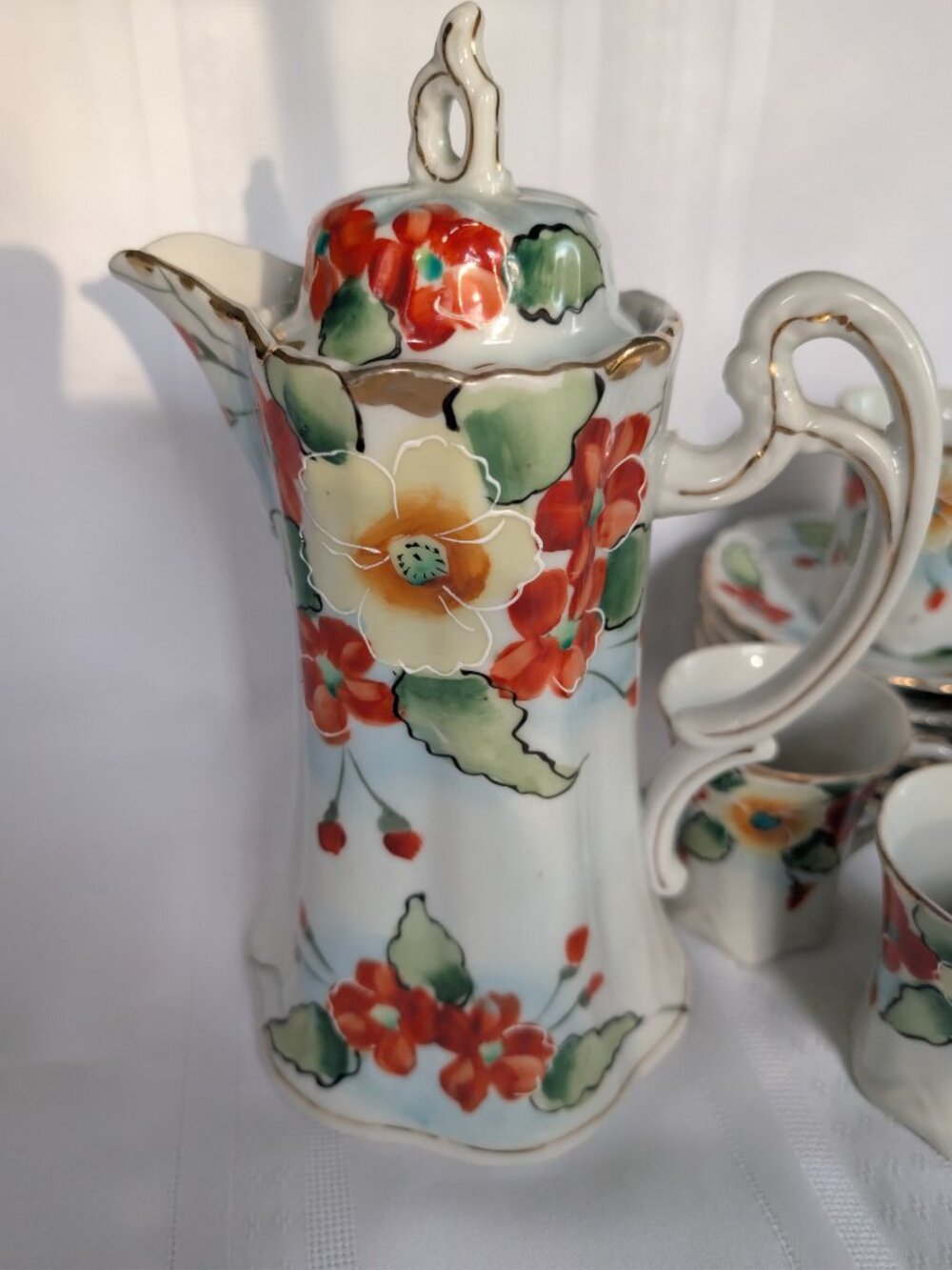 Gorgeous Antique Nippon TE-OH Tea Set Hand Painted Floral Design - Picture 4 of 14